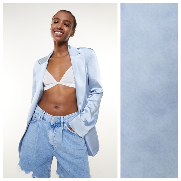 NWT. Bershka Light Blue Satin Effect Tailored Blazer. Size M. - Picture 4 of 9